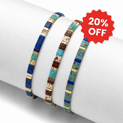 Lagoon (Set mit 3 Tile-Perlenarmbands)