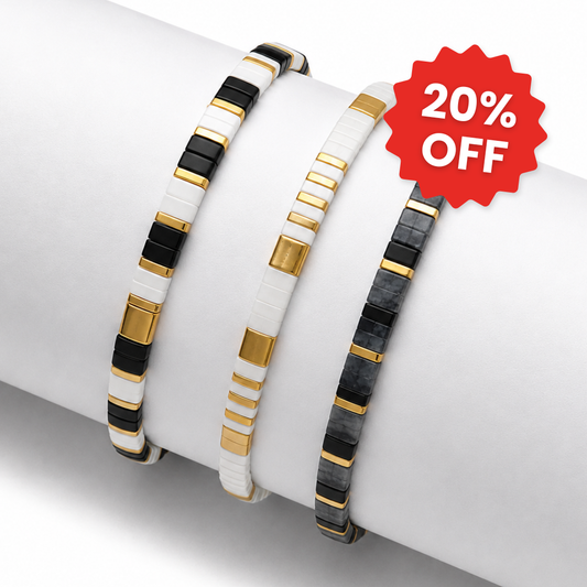 Onyx (Set mit 3 Tile-Perlenarmbands)