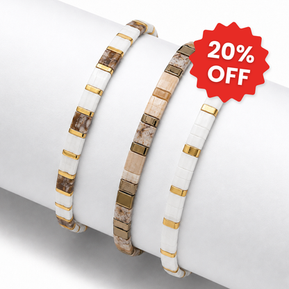 Sandstone (Set mit 3 Tile-Perlenarmbands)